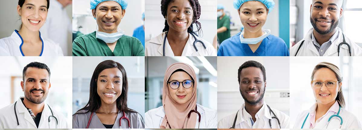 Various healthcare professionals combined into one image