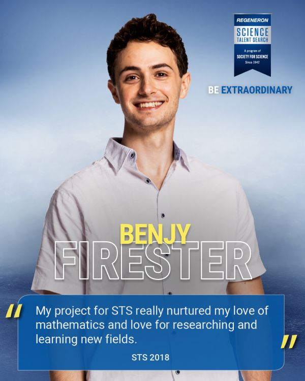  Headshot of Benjy Firester, STS 2018 Alumni, discussing how the event nurtured his love for mathematics