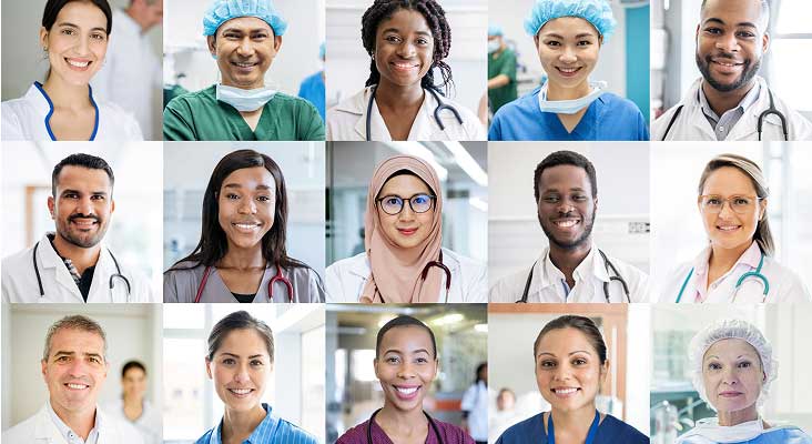 Various healthcare professionals combined into one image