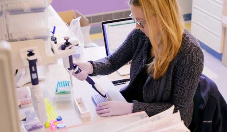  Scientist testing DNA samples in the Regeneron Genetics Center