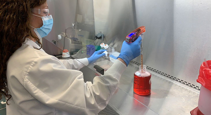 Technician studying immunotherapy