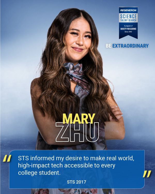 Headshot of Mary Zhu, STS 2017 Alumni, discussing how the competition informed her desire to make tech accessible