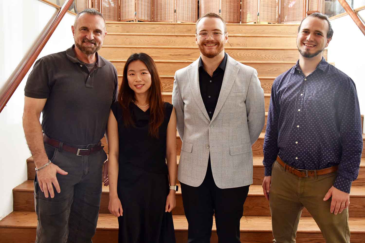  Co-Founder, Board co-Chair, President and CSO George Yancopoulos, MD, PhD, posing with the 2023 winners of the Regeneron Prize.