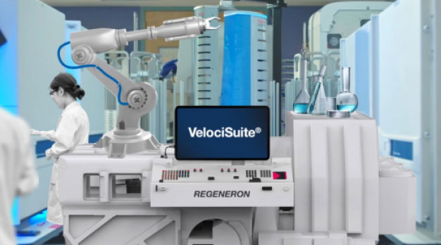 	Regeneron's VelociSuite®  machine in a laboratory, enabling the development of original, FDA-approved or authorized fully human monoclonal antibodies.