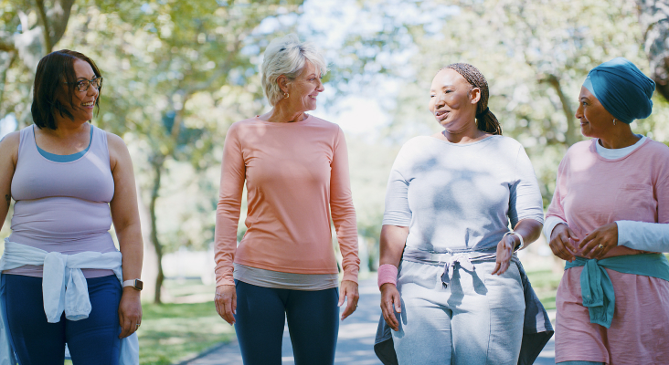Group of adult women walking outside