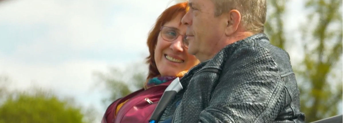 Wife looking at husband and smiling